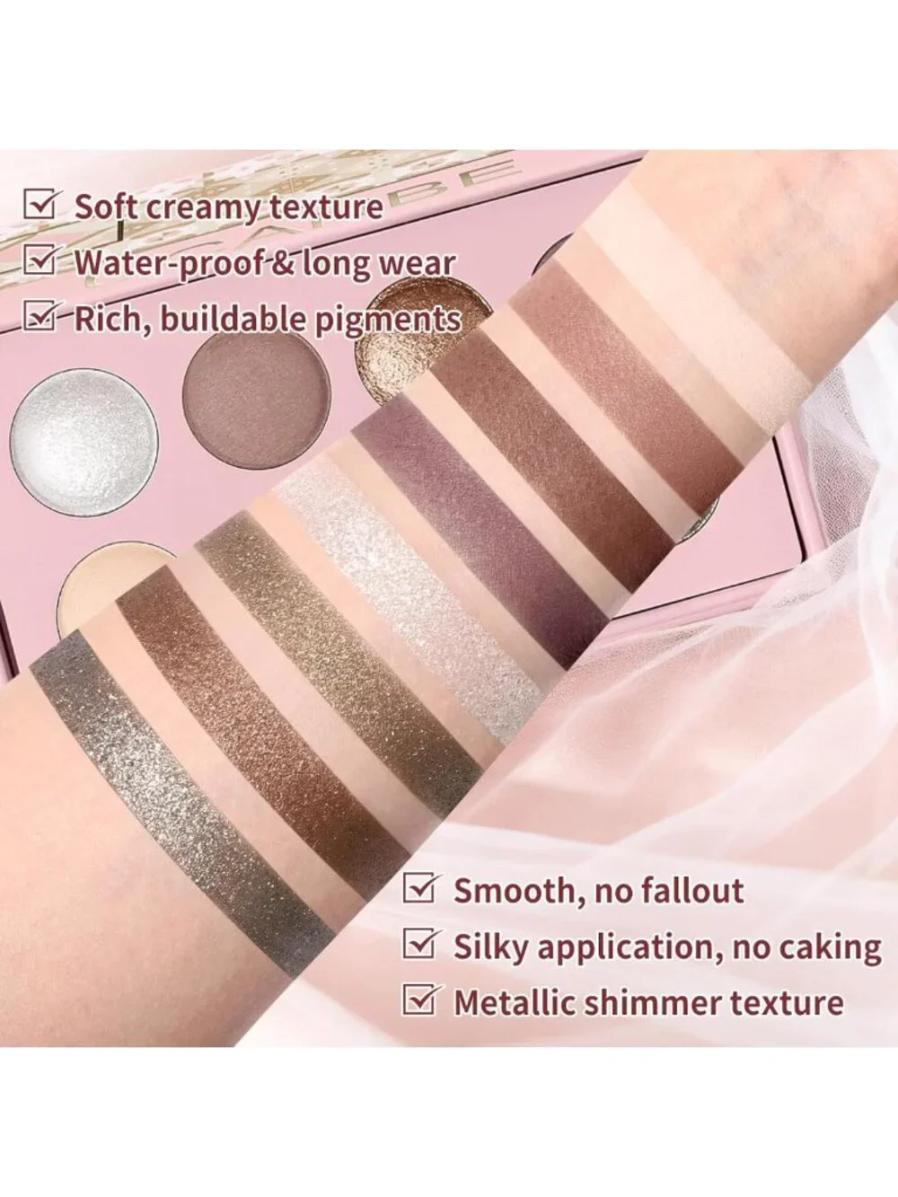 High Pigment Matte & Shimmer Eyeshadow Palette - Soft Blendable, Long-Lasting